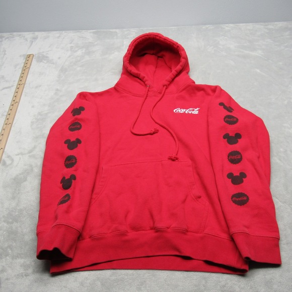 Vintage Walt Disney x Coca-Cola‎ Hoodie Unisex Small Red Fleece Collectible RARE - Picture 2 of 14